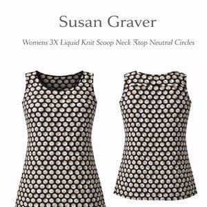 Susan Graver Womens 3X Liquid Knit Scoop Neck Tank Top Neutral Circles A287591